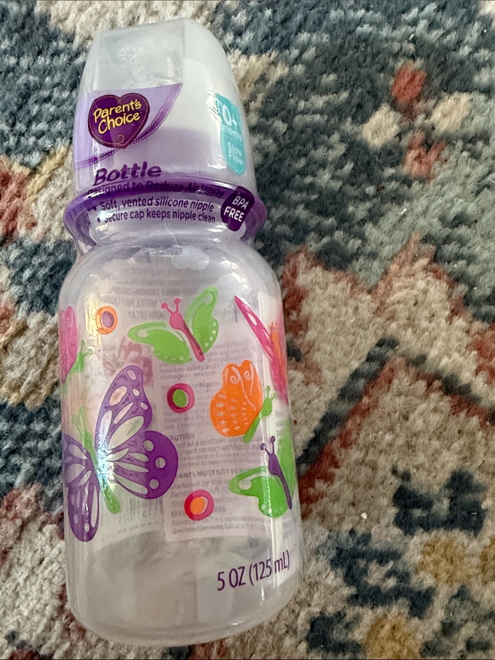 Brand New Parents choice Purple Butterfly Baby Bottle - 5 oz